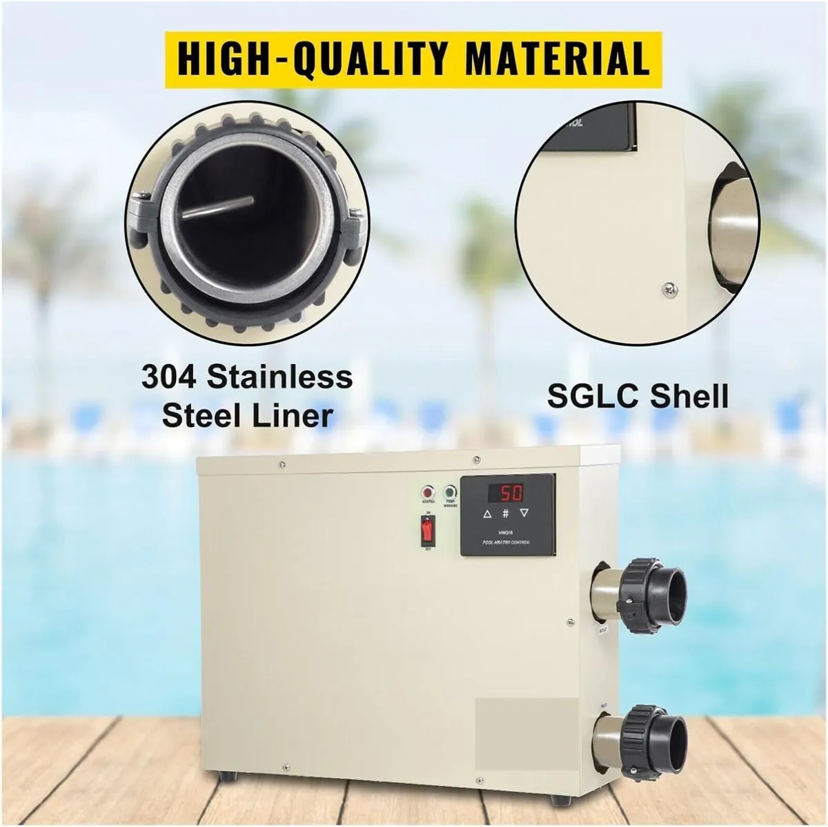 11kW Electric Swimming Pool Heater with Thermostat - Image 3