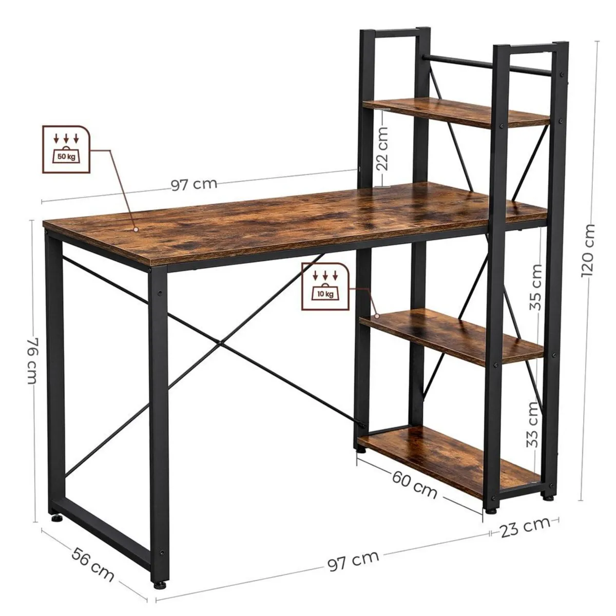 Spacious STUDY desk with 3 shelves - FREE P&P - Image 3