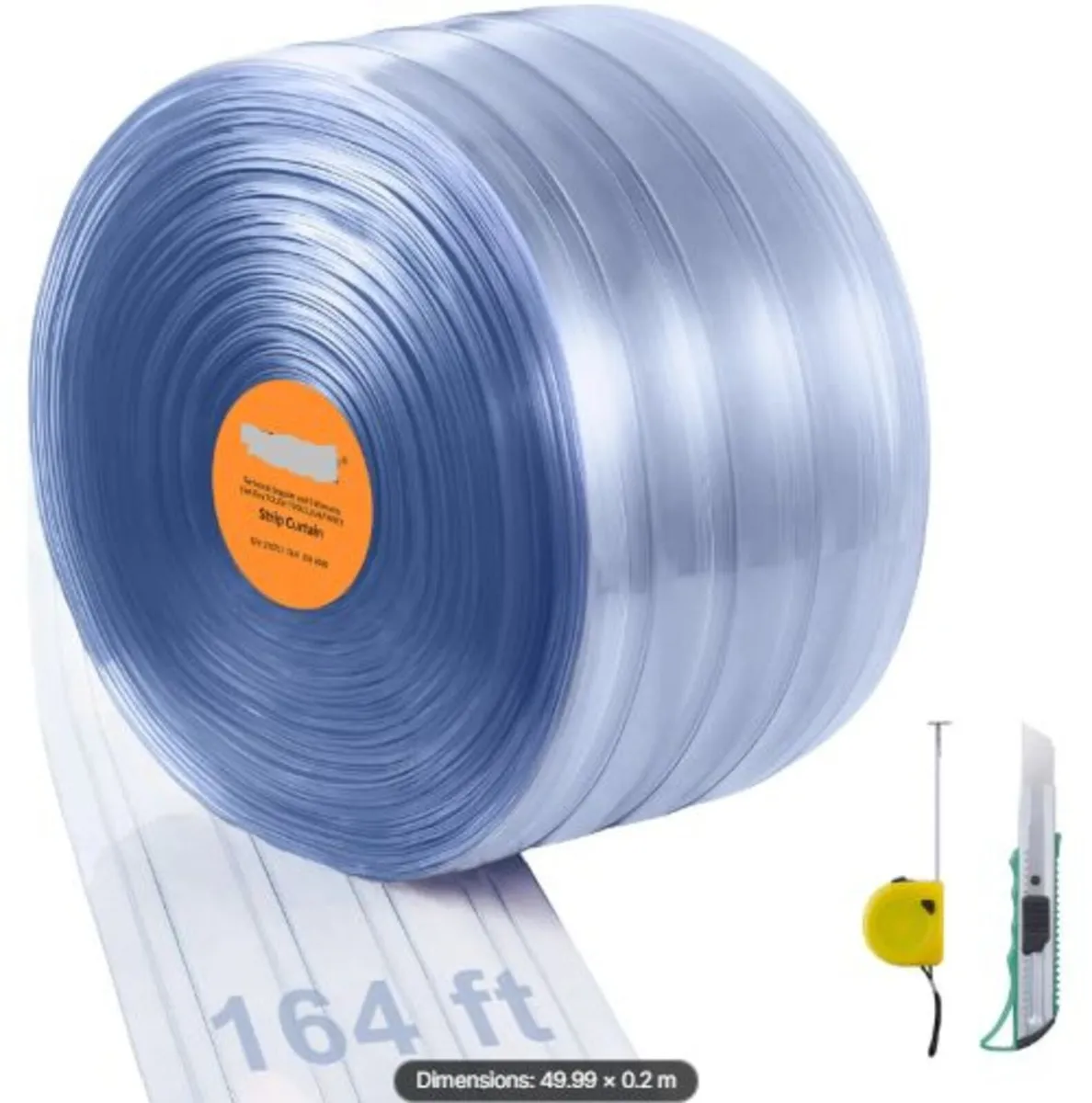 Strip Curtain, 164' Length x 8" Width x 0.08"Thick - Image 1