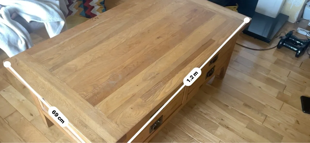Heavy Solid Oak Coffee Table - Image 4