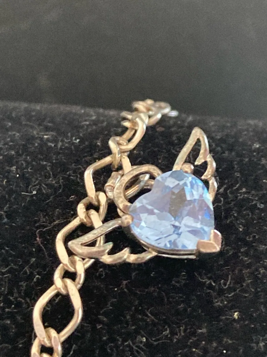 Sterling Silver bracelet with blue stone charm - Image 2