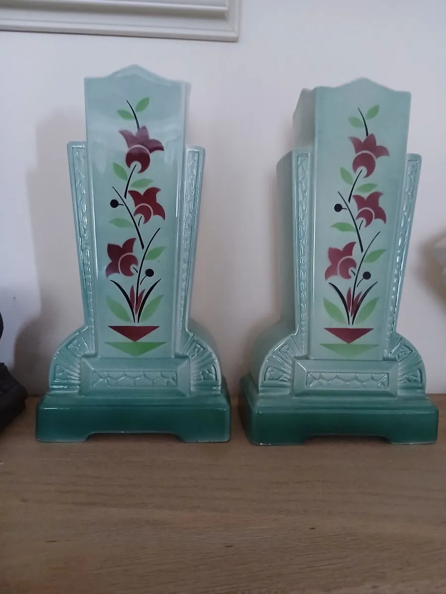 Art Deco Vases (pair) Rare Find. - Image 1