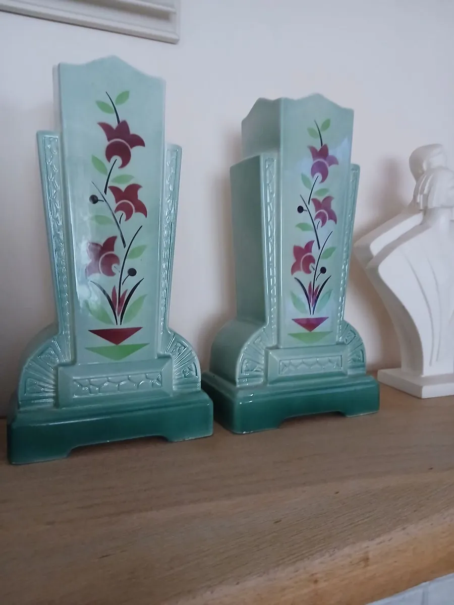 Art Deco Vases (pair) Rare Find. - Image 4