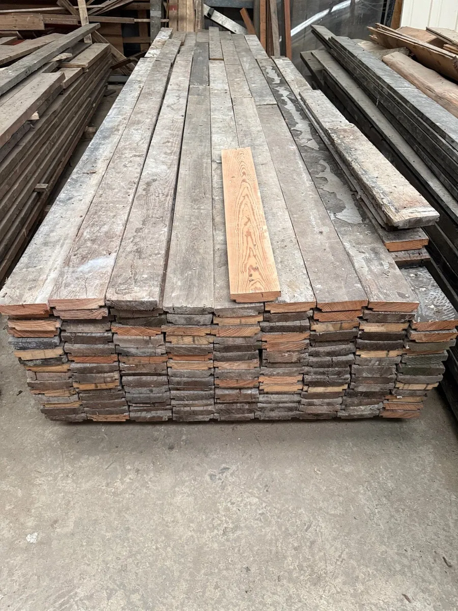 Reclaimed Pitch Pine flooring 115mm wide - Image 2