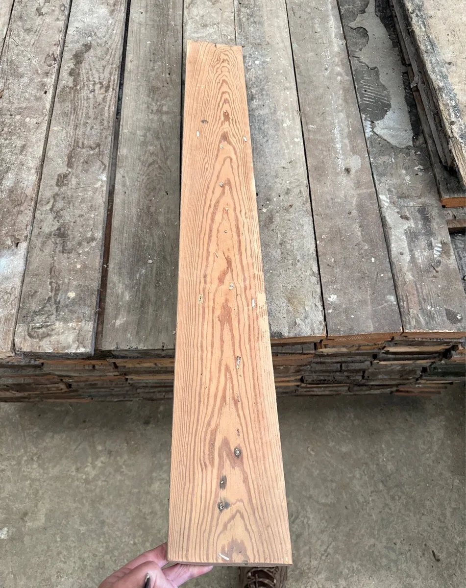 Reclaimed Pitch Pine flooring 115mm wide - Image 3