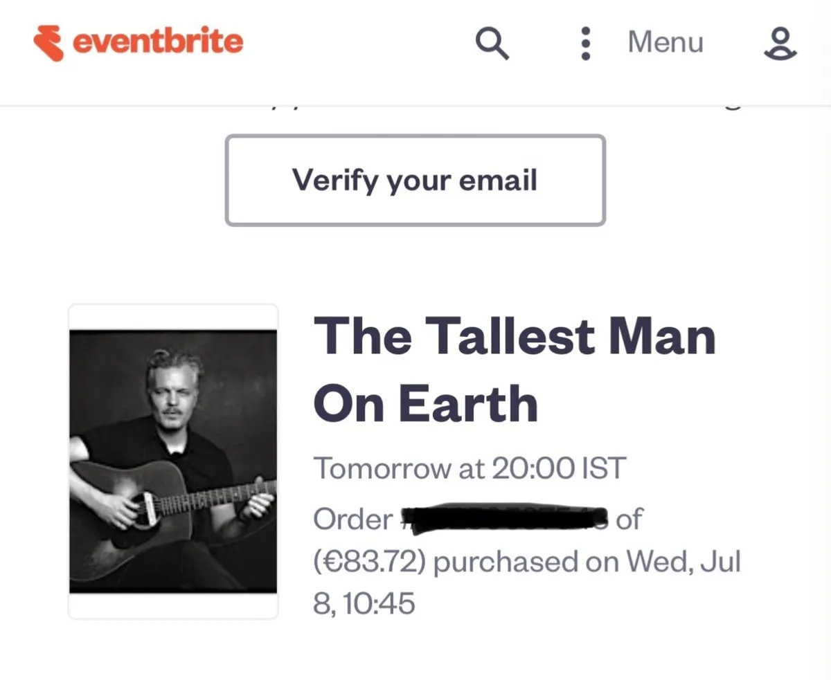 Two tickets for sale ‘The Tallest Man on Earth’