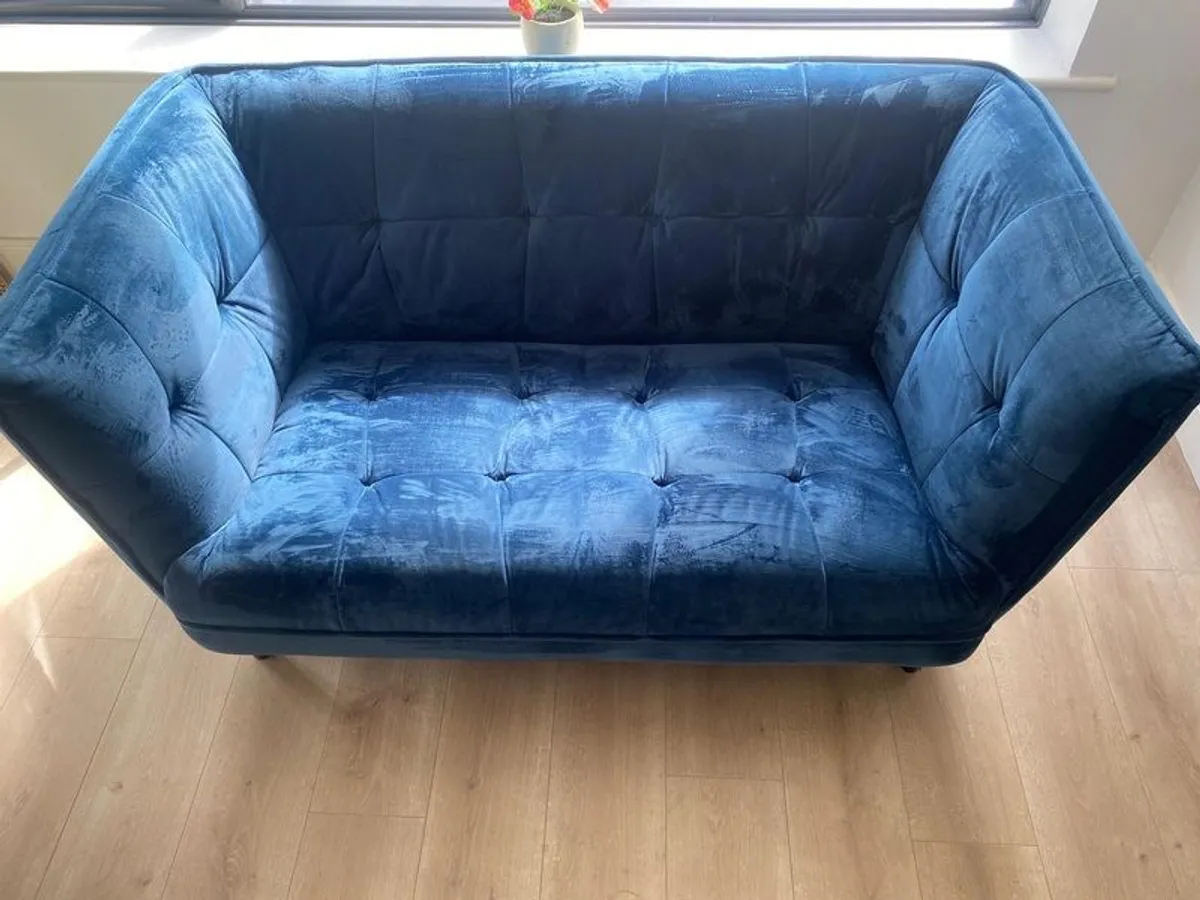 Blue Velvet 3-Seater and 2-Seater Sofas - Image 2