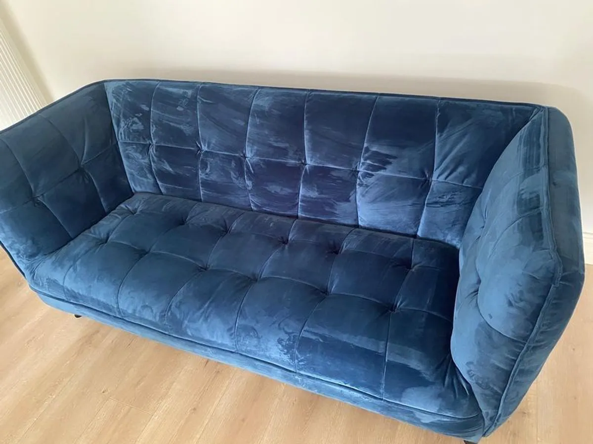 Blue Velvet 3-Seater and 2-Seater Sofas - Image 3