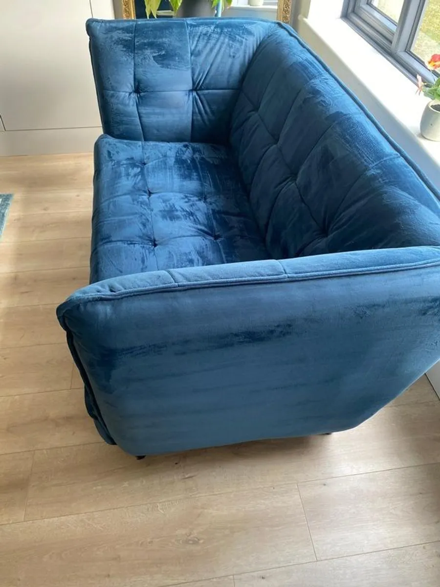 Blue Velvet 3-Seater and 2-Seater Sofas - Image 4