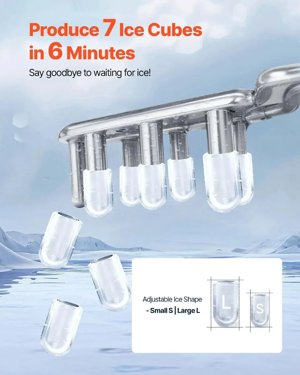 Ice Cube Machine – 11.8kg/24H, 7-Cube Capacity - Image 3