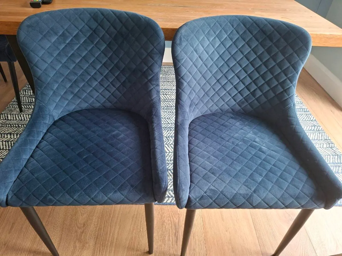 2x Navy Velvet Dining Chairs - Image 1