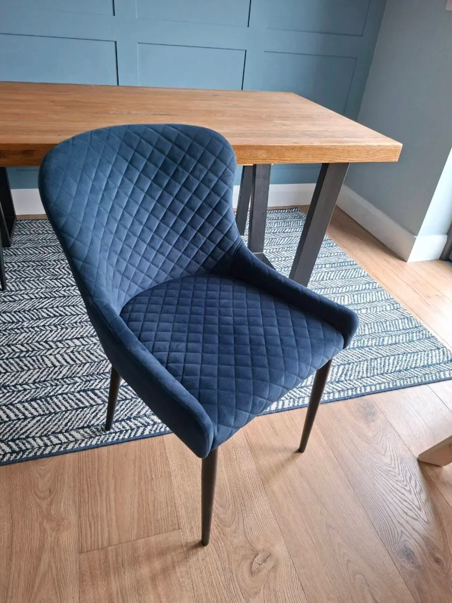 2x Navy Velvet Dining Chairs - Image 4