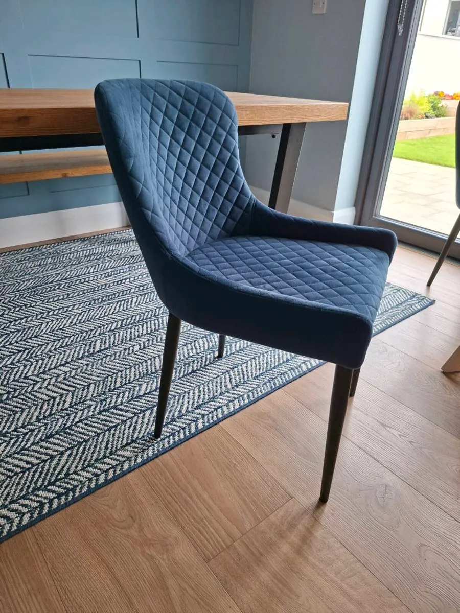 2x Navy Velvet Dining Chairs - Image 3