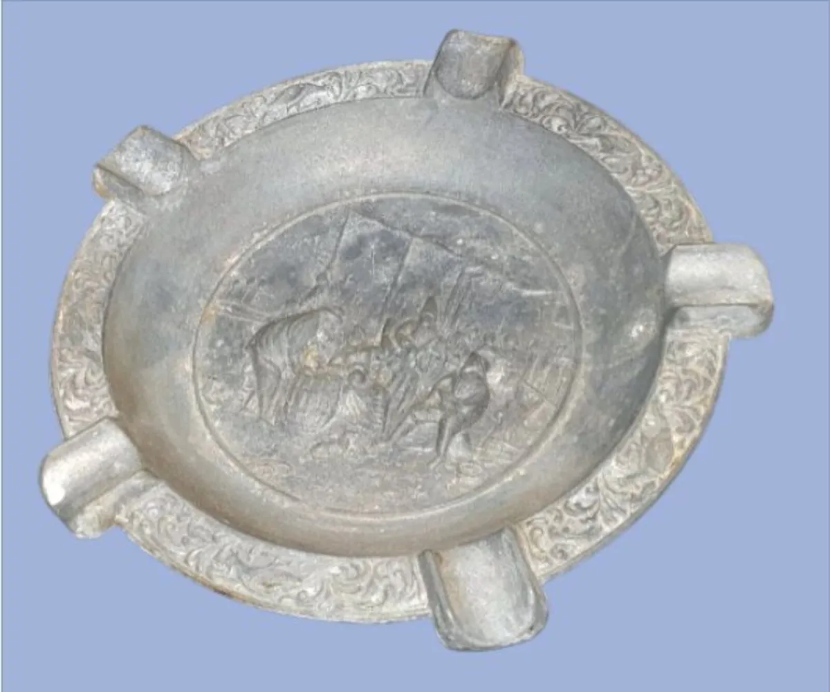 Vintage Heavy Cast Pewter 8" Ashtray - Image 1