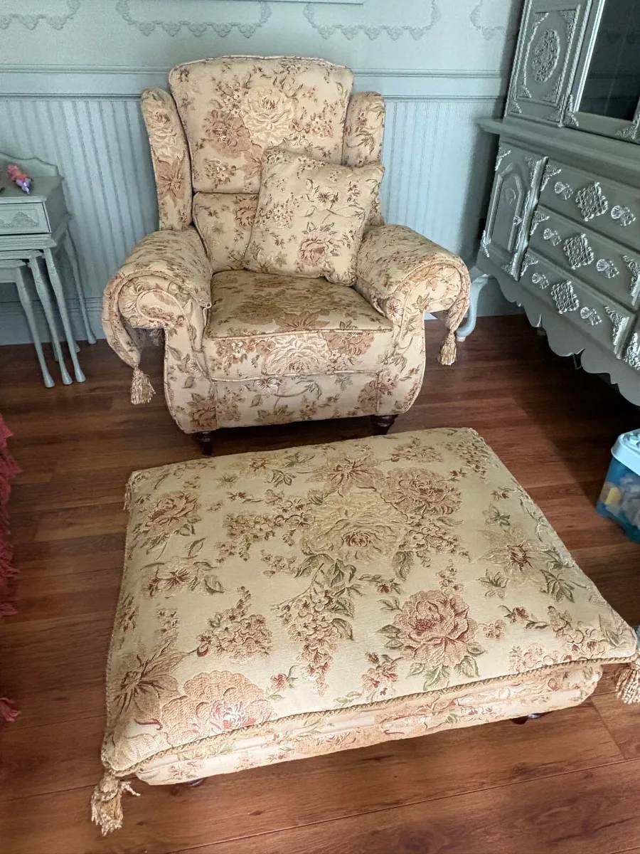 Finline Armchair and Footstool - Image 2