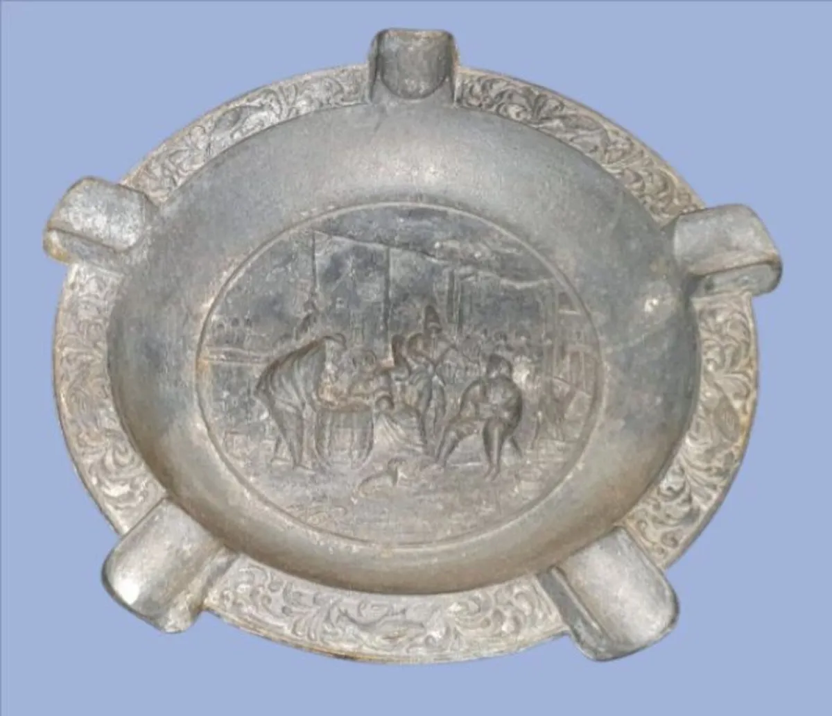 Vintage Heavy Cast Pewter 8" Ashtray - Image 4