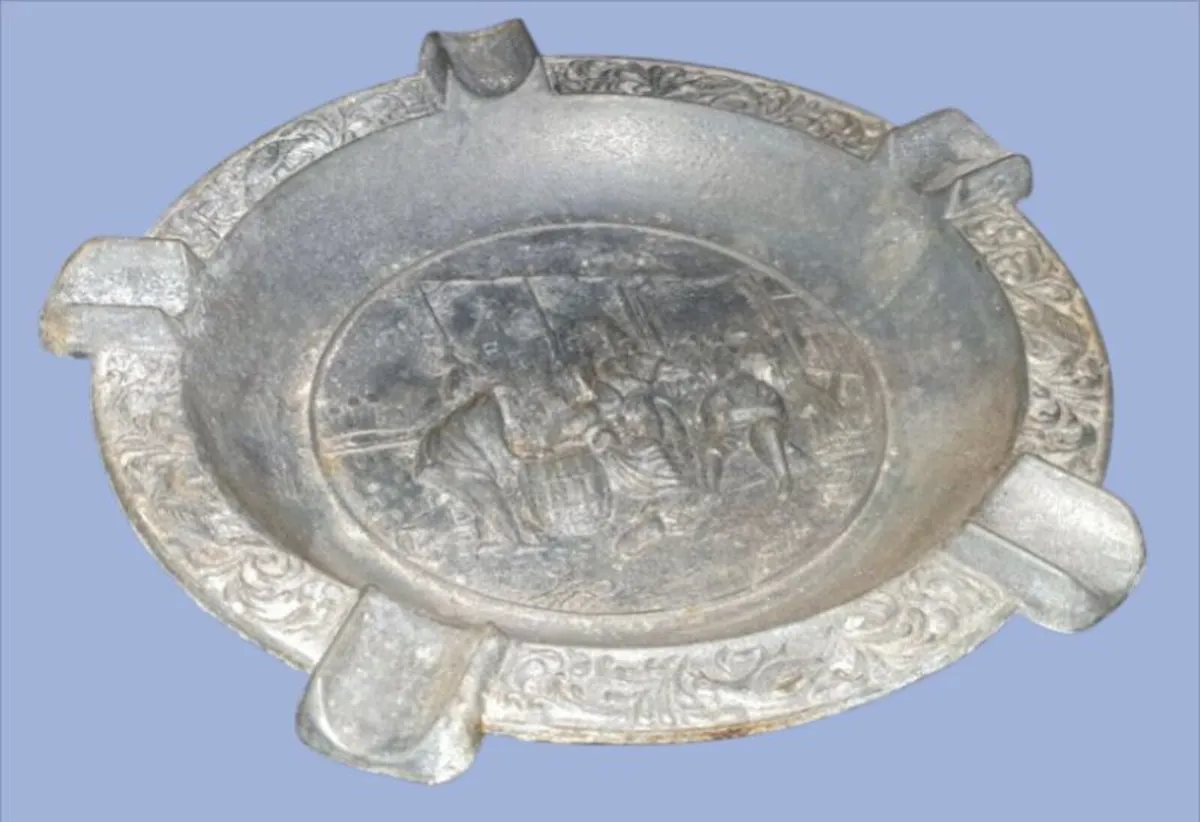 Vintage Heavy Cast Pewter 8" Ashtray - Image 2