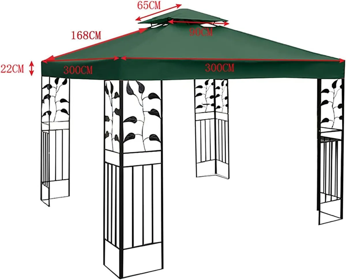 3x3m Waterproof Gazebo Canopy Replacement Cover - Image 2