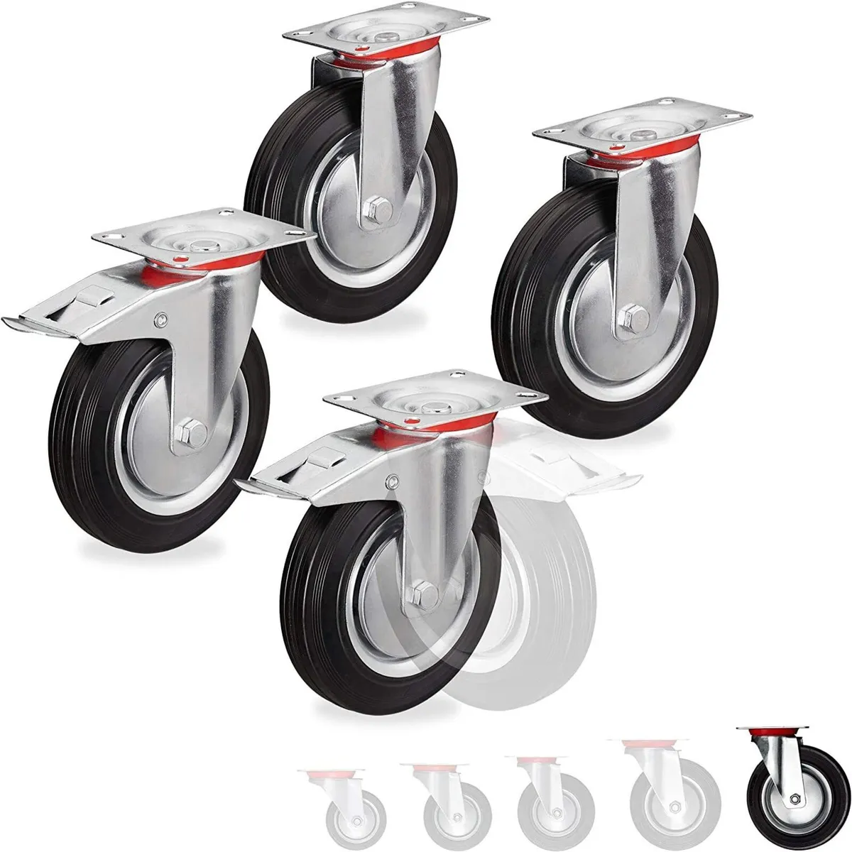 4x 100mm Heavy-Duty Castor Wheels – 600kg - Image 1