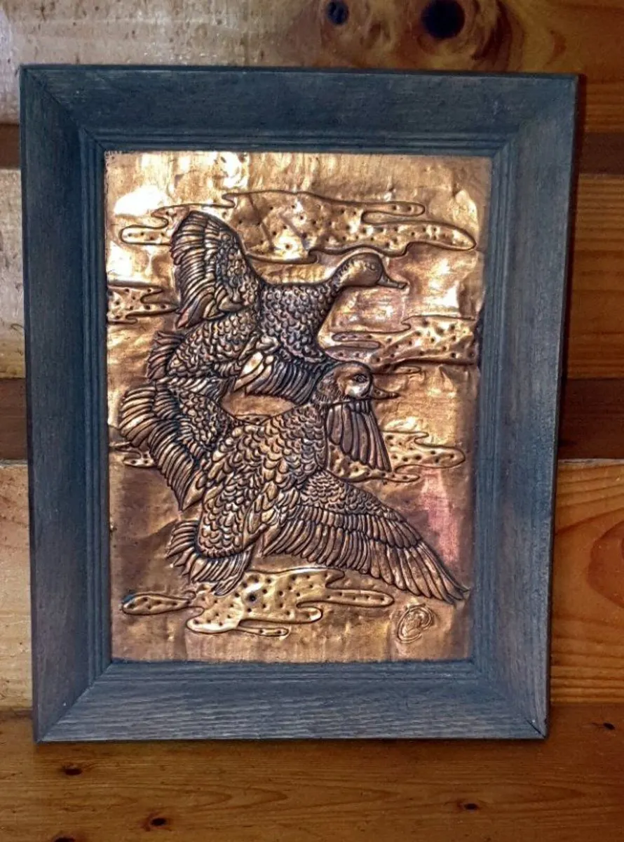 Vintage Mid-Century Copper Relief Duck Wall Art - Image 1