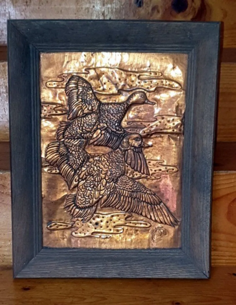 Vintage Mid-Century Copper Relief Duck Wall Art - Image 2