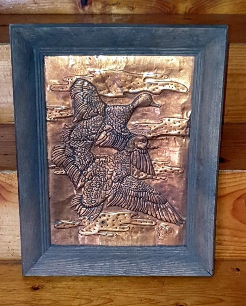 Vintage Mid-Century Copper Relief Duck Wall Art - Image 3