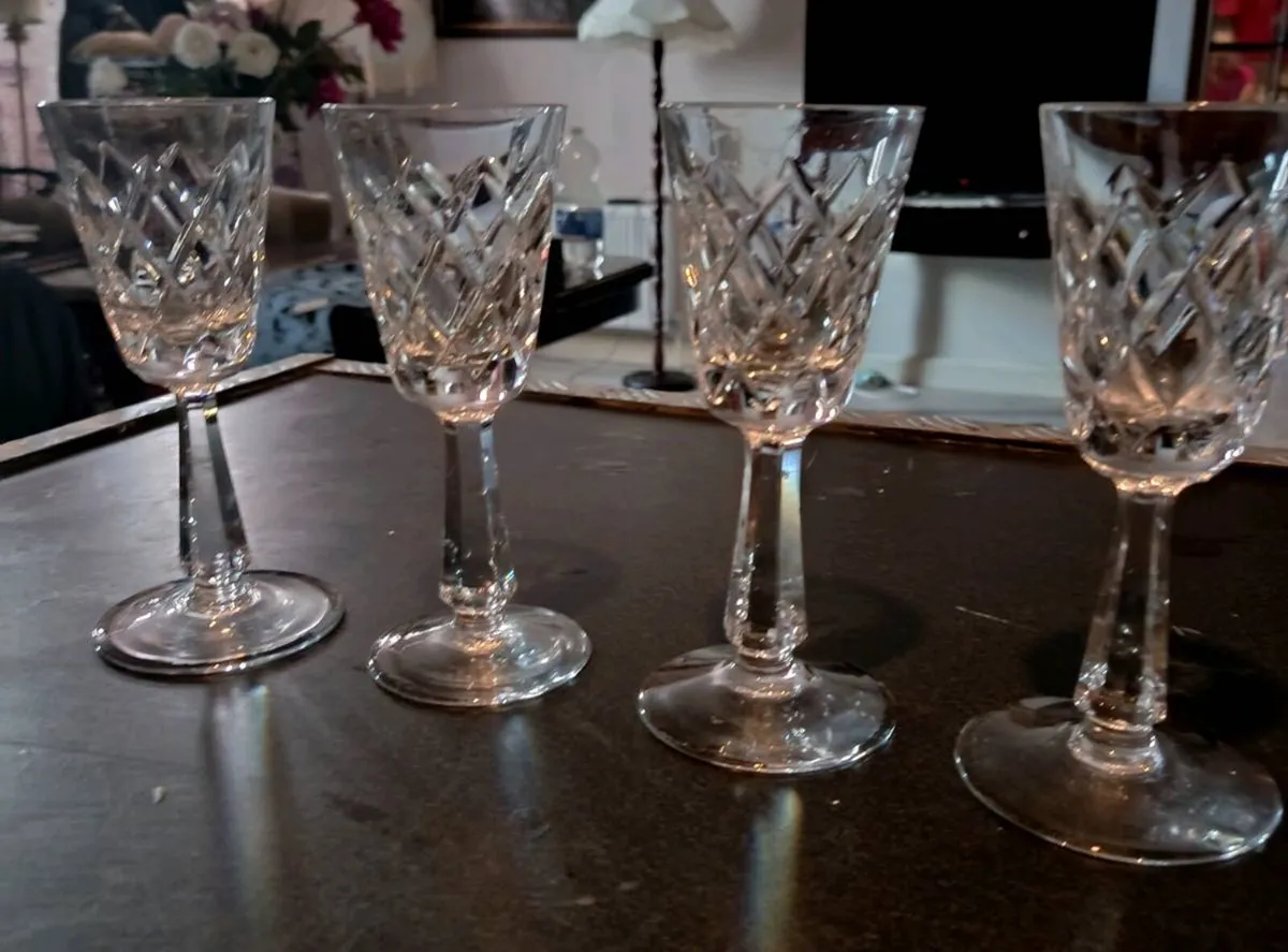 4x vintage O'Brien s Galway crystal wine glasses