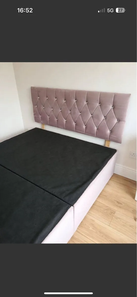 Dusky pink double bed and headboard - Image 4