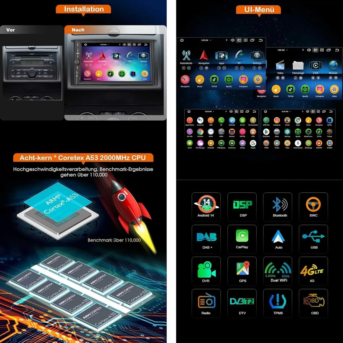 7-Inch 2-DIN Android Car Stereo with Touchscreen - Image 3