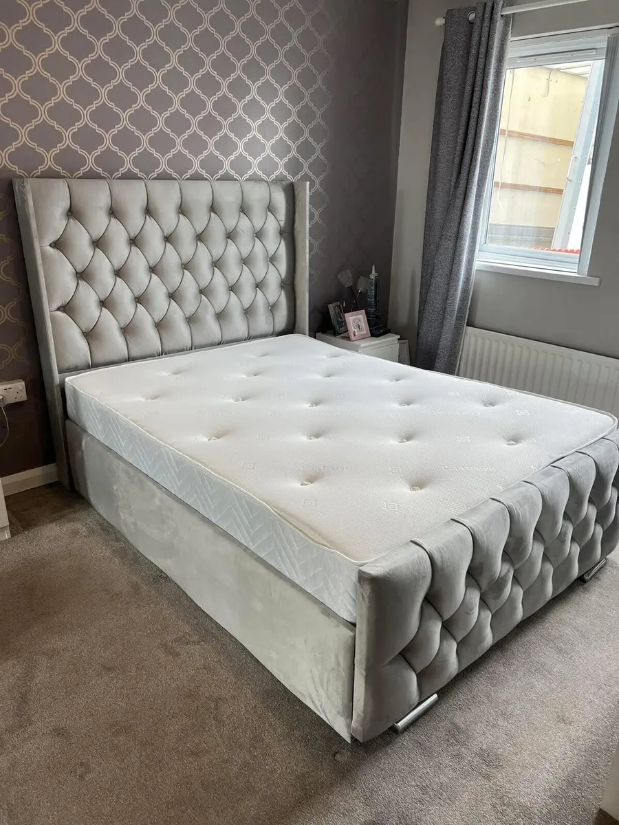 Double & King Size Bed Frame With Mattress Opt - Image 1