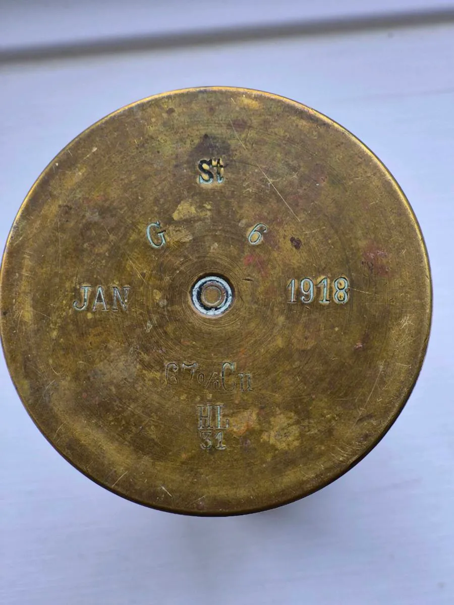 German  world war 1 artillery case 1918 stamped - Image 2