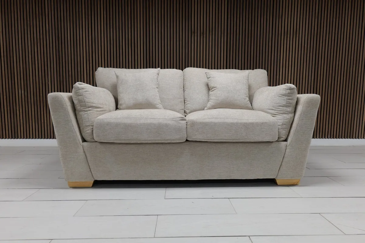 Emme 3+2 or 3+1+1 Grey & Biege Fabric Sofa Set - Image 4