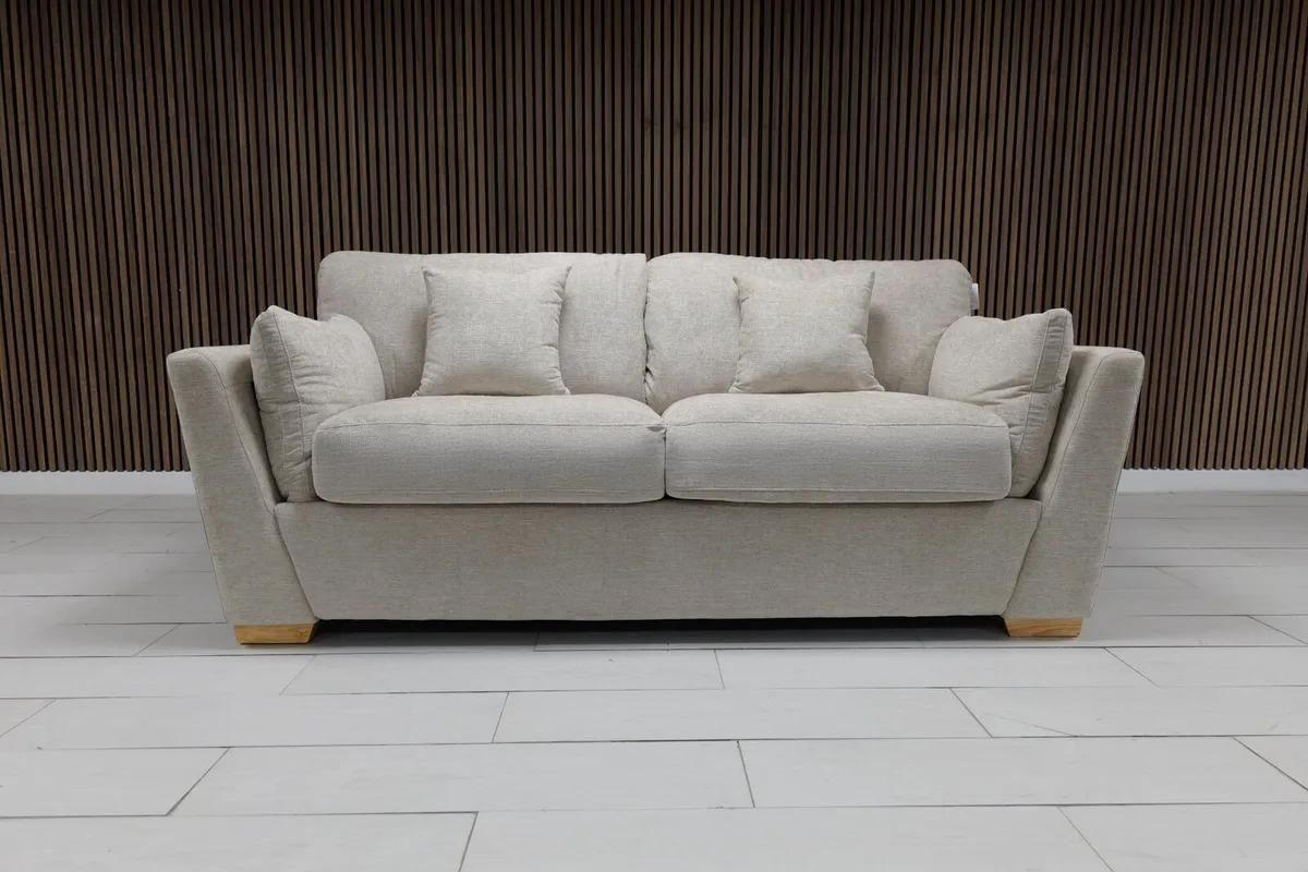 Emme 3+2 or 3+1+1 Grey & Biege Fabric Sofa Set - Image 3