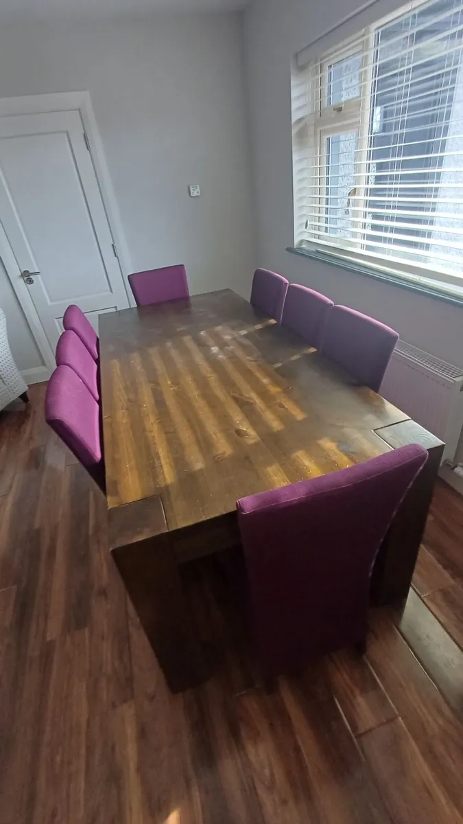8ft by 3ft dining table and chairs - Image 3