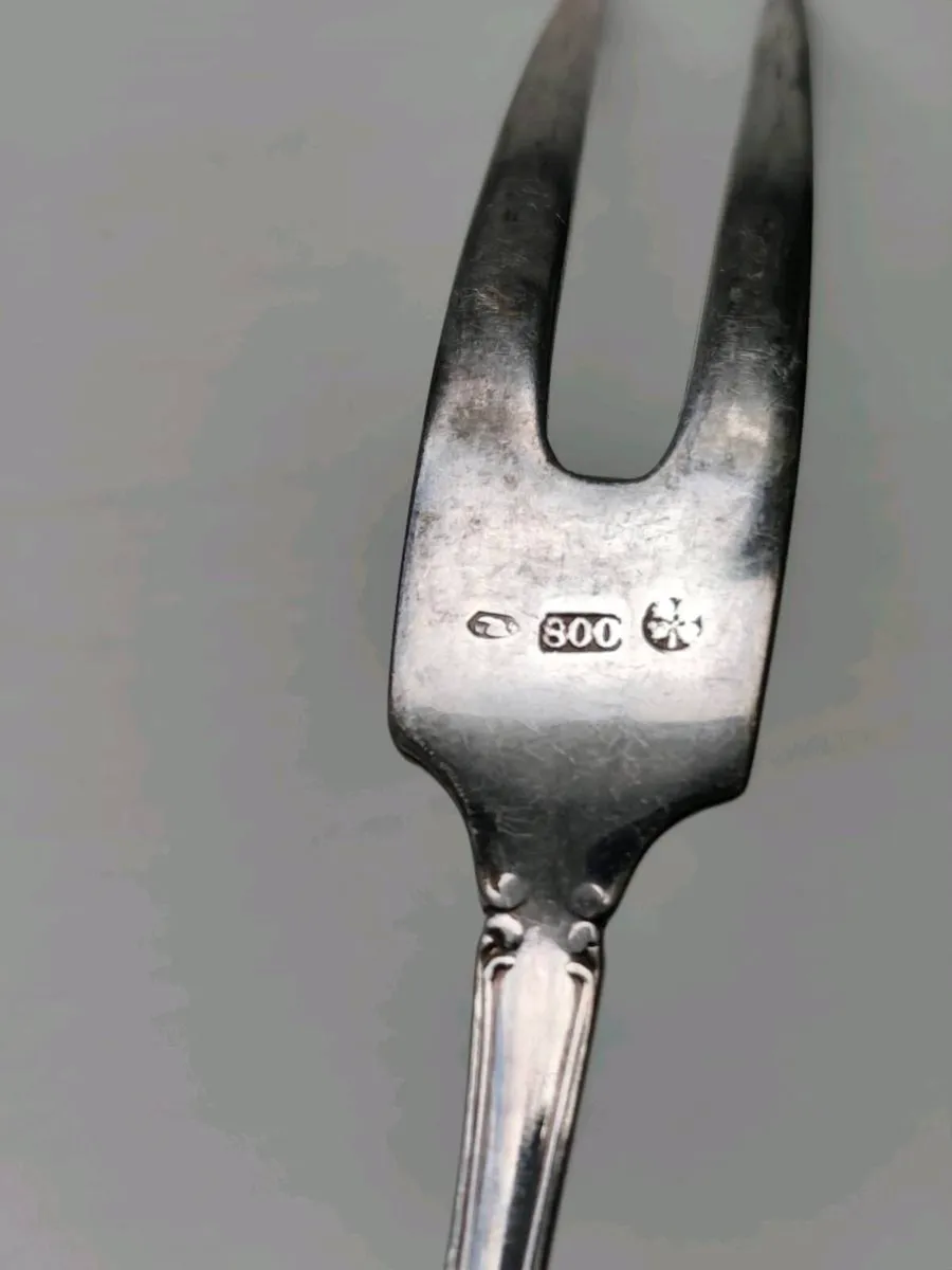 German solid antique silver spoons and forks set - Image 3