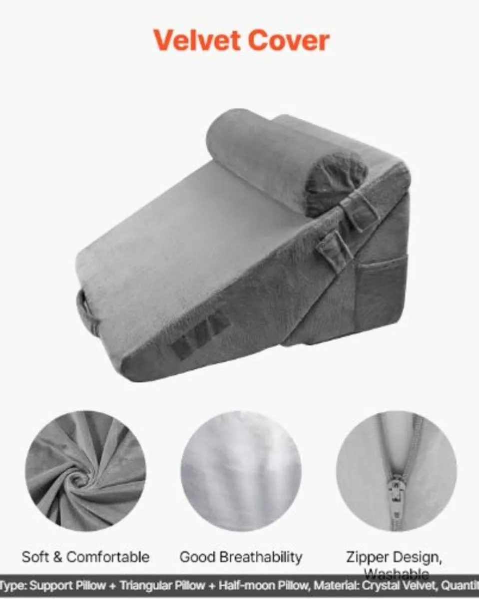 Bed Wedge Pillow for Sleeping, 3 Pcs Adjustable - Image 2