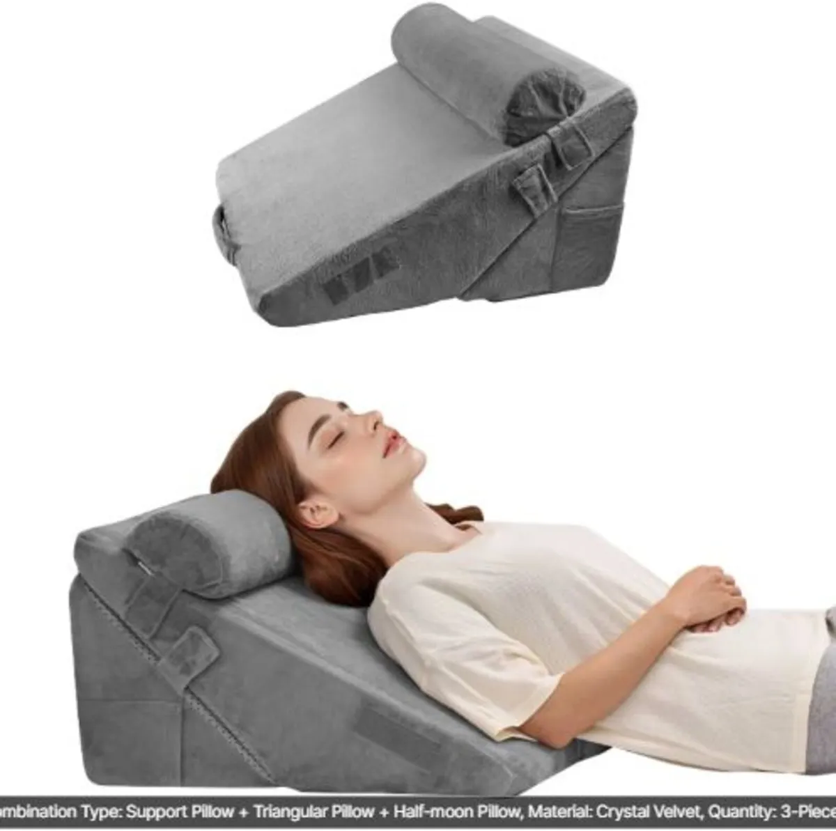 Bed Wedge Pillow for Sleeping, 3 Pcs Adjustable - Image 1
