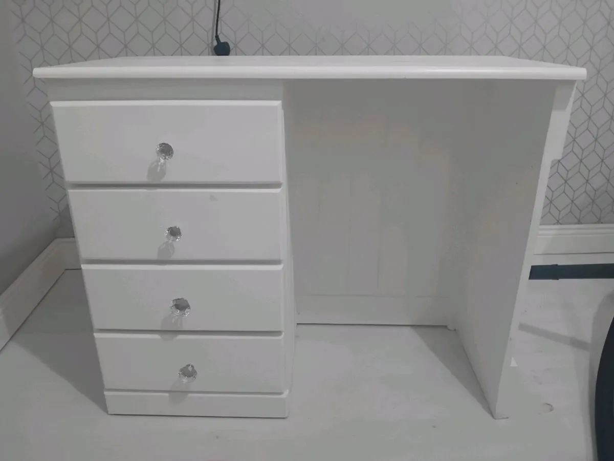 Desk, wardrobe and large bedside chest of drawers - Image 3