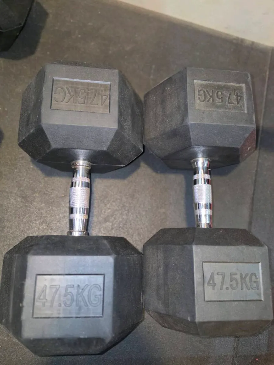 47.5kg Rubber Hex Dumbells - Image 1