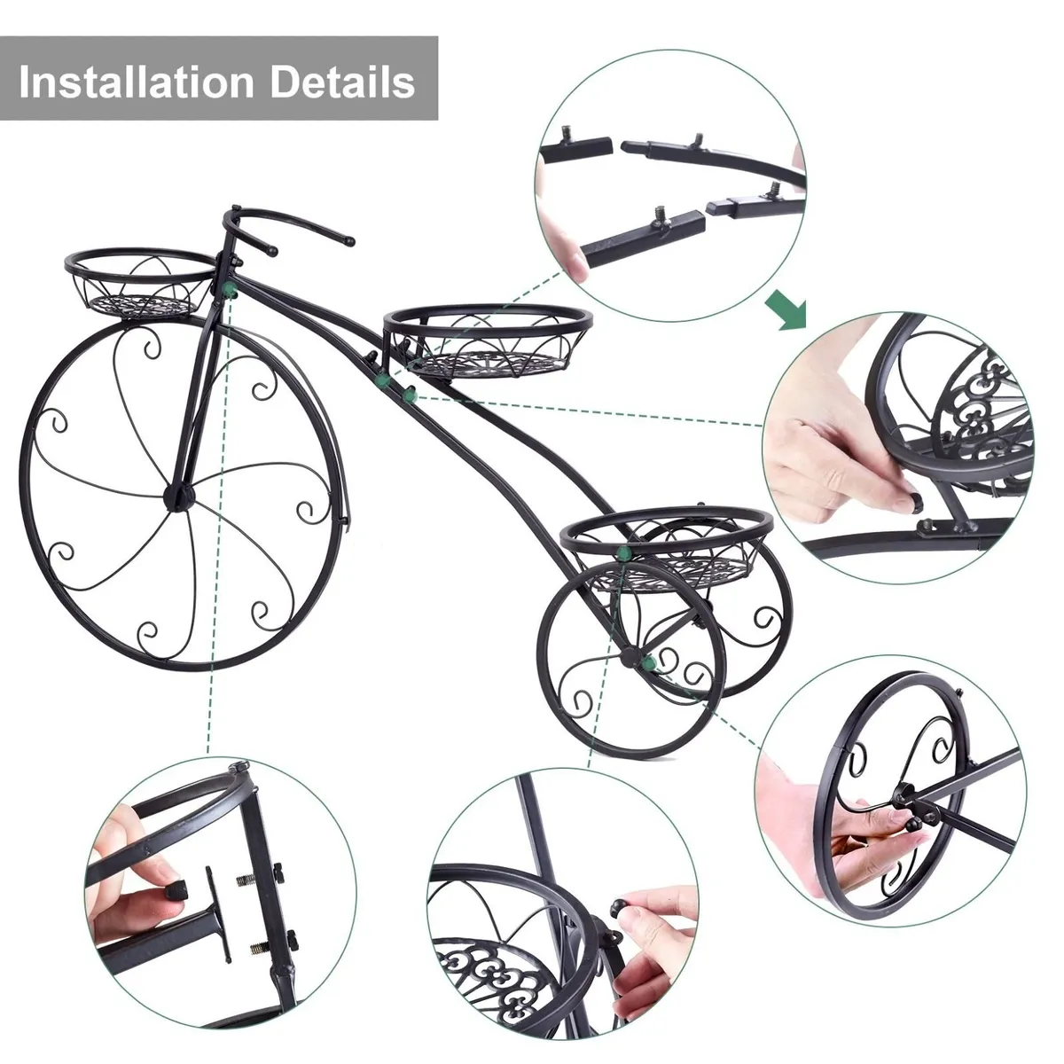 Sturdy 3 Tier Metal Tricycle Plant Stand Stylish I - Image 3