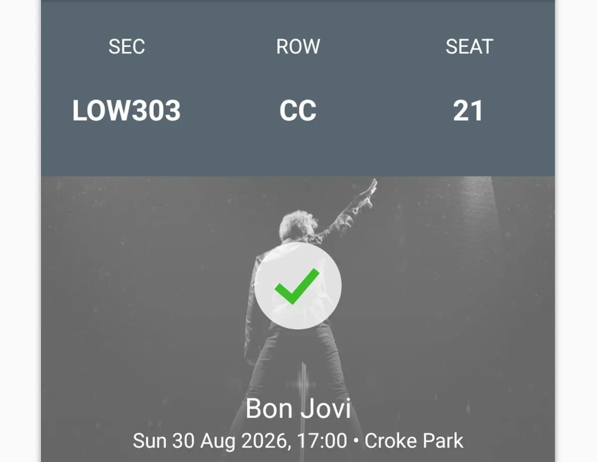 Two bon jovi tickets seated for sale