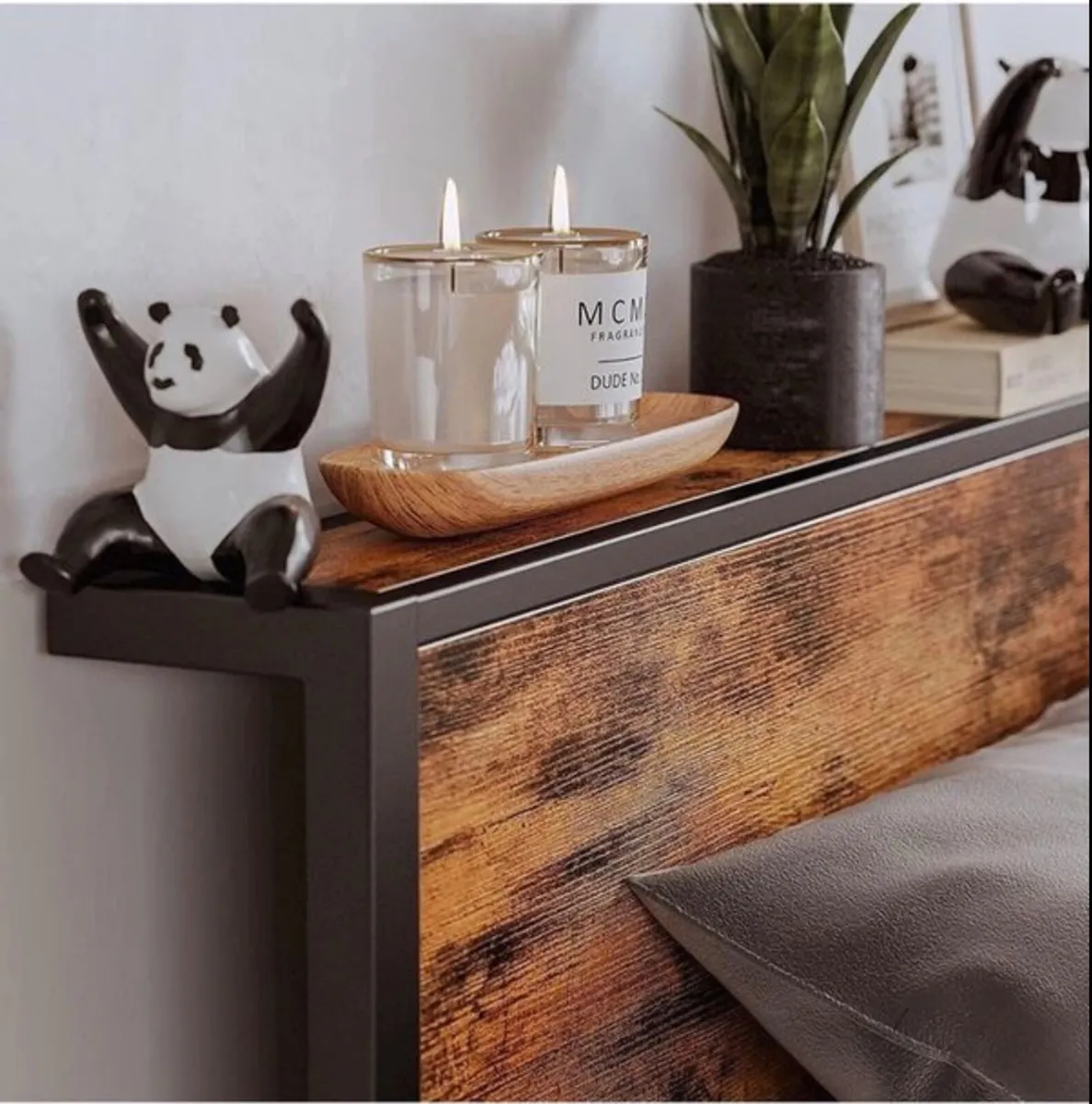 King Size Bed Frame with Storage Wooden Headboard - Image 4