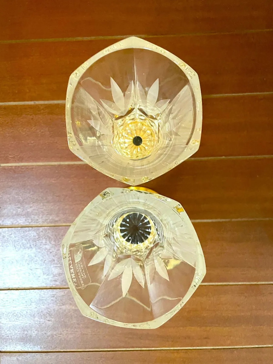 2 Killarney Crystal Vases 22ct Gold Finish bases - Image 4