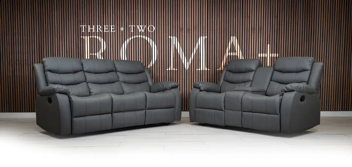 3+2 Roma Dark Grey Wireless Charging Recliner Sofa - Image 1