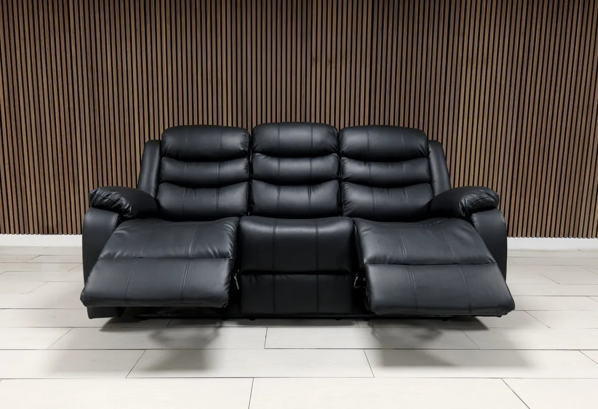Roma 3+2 Black Wireless Charging Recliner Sofa - Image 3