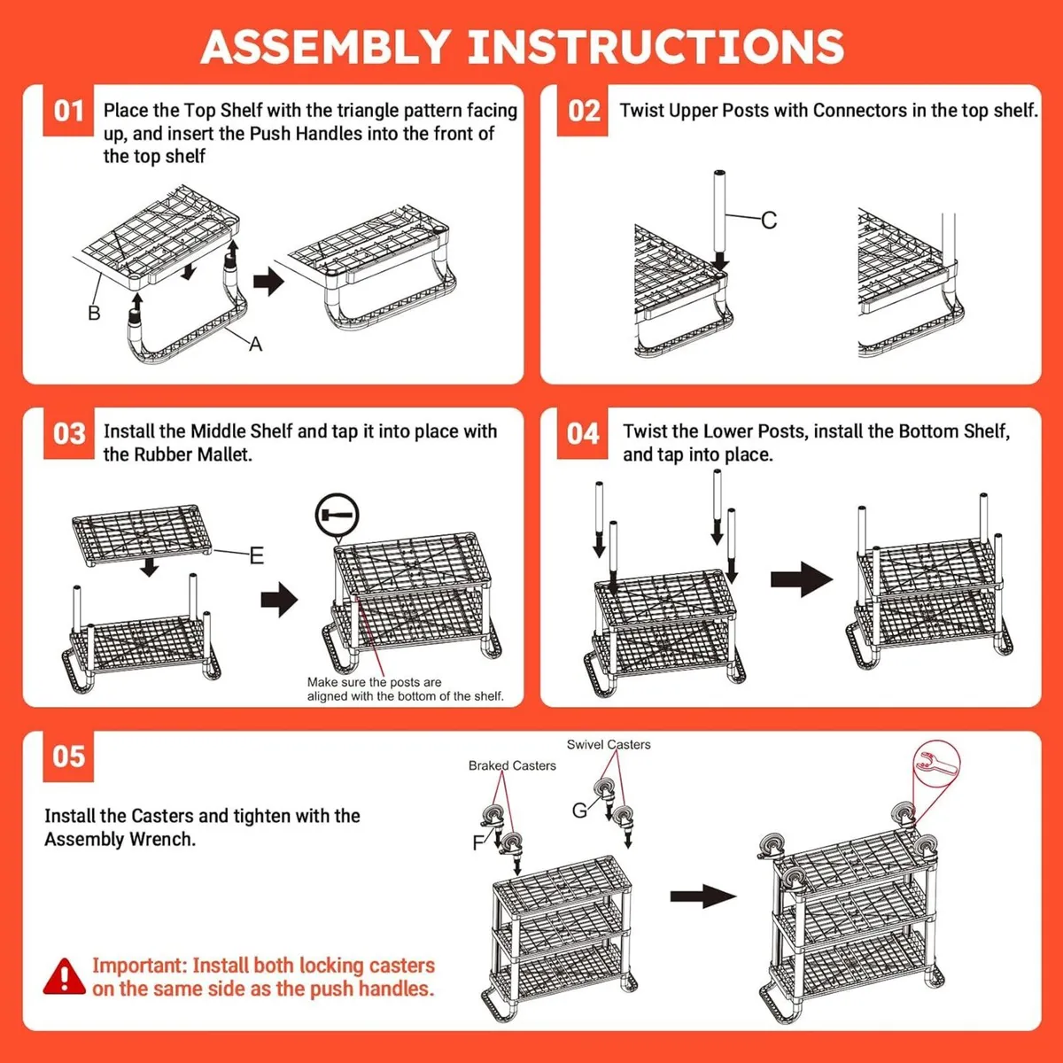 3-Tier Rolling Trolley Cart Mobile Kitchen - Image 4