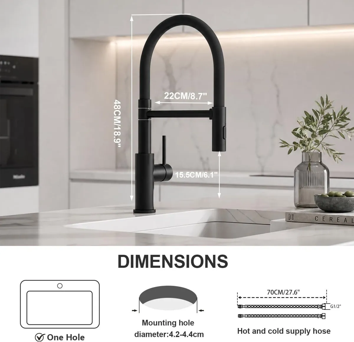 Kitchen Tap Pull Down Spray Sink Mixer Single - Image 2