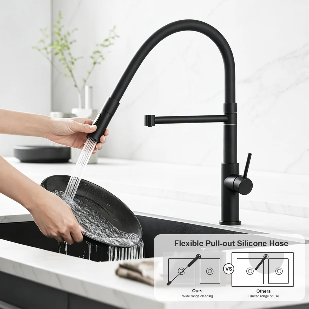Kitchen Tap Pull Down Spray Sink Mixer Single - Image 3