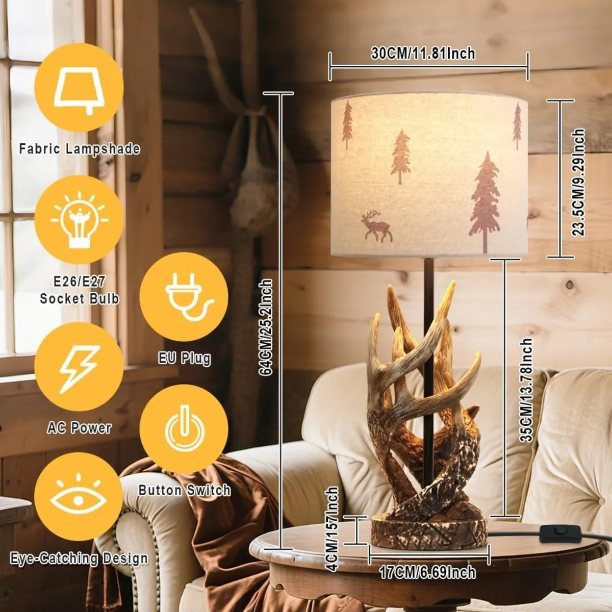 Resin Table Lamp Antler Tall for Living Room - Image 4