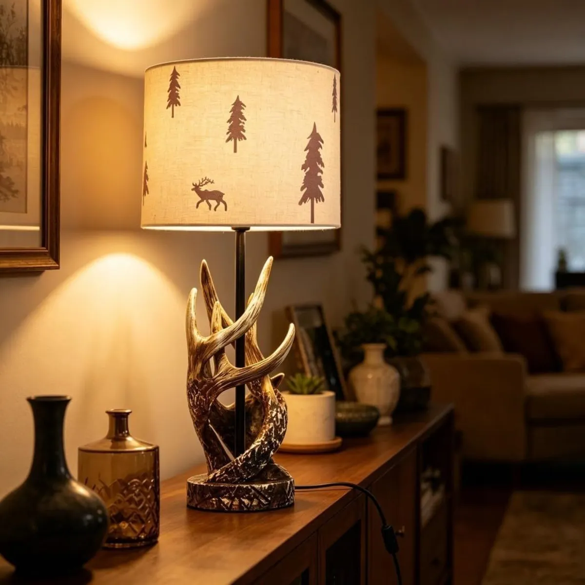 Resin Table Lamp Antler Tall for Living Room - Image 1